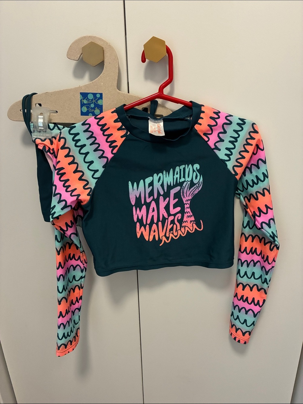 Cat & Jack 3pc swimsuit, teal mermaids make waves